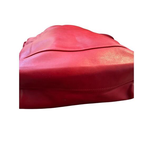 Red Leather Tote Bag handbag purse - Picture 12 of 13